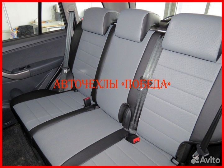 Чехлы Chery Tiggo из экокожи чёрно-серые Классика