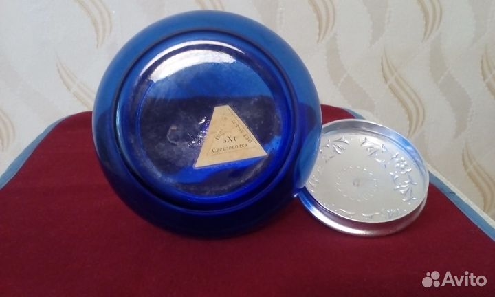 Сахарница и конфетница из кобальтового стекла СССР