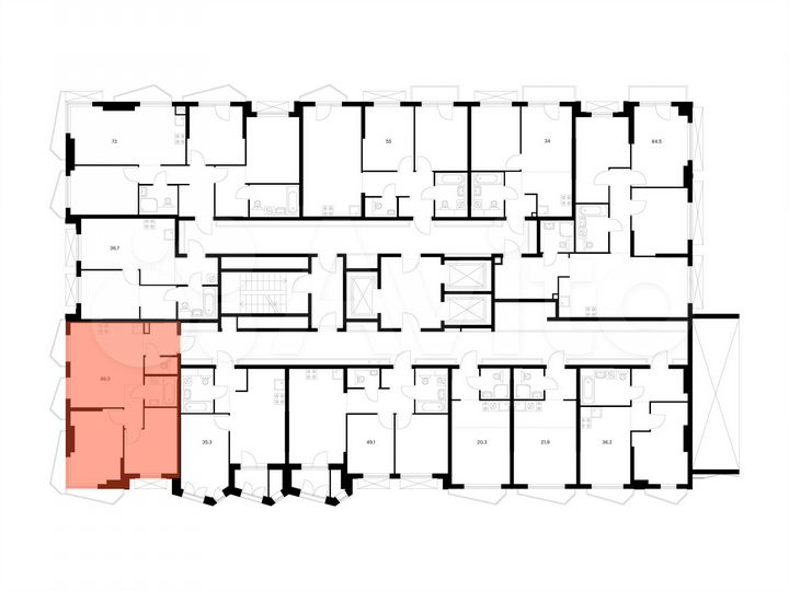 2-к. квартира, 49,3 м², 4/23 эт.