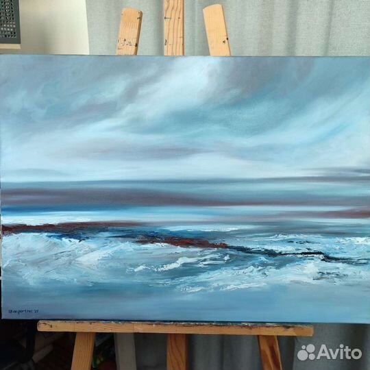 Картина маслом, пейзаж, море