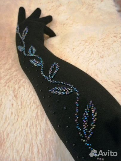 Перчатки длинные утеплённые