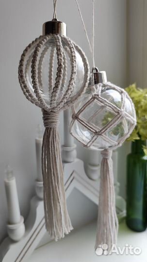 Игрушки на ёлку макраме ручной работы
