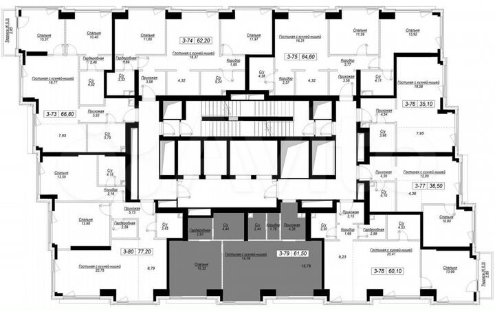 1-к. квартира, 61,5 м², 11/41 эт.