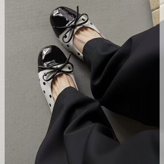 Балетки тканевые в горошек Chanel type