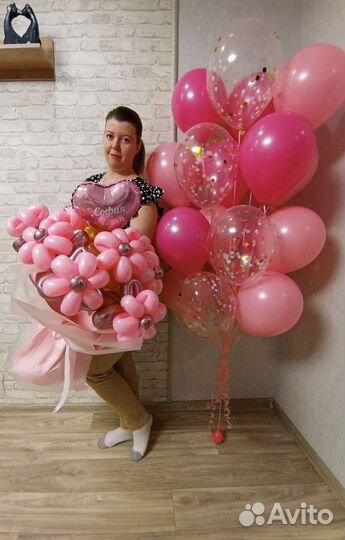 Букет из шаров и гипсофилы