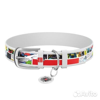 Waudog Ошейник для собак кожаный Design с QR паспо