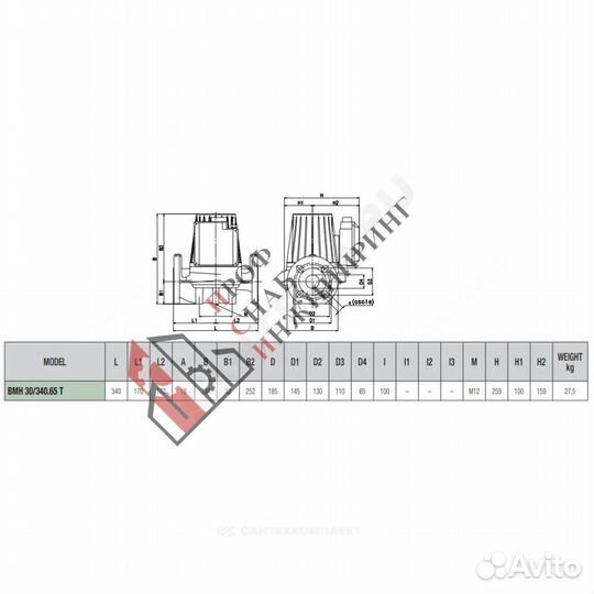 Насос BMH 30/340.65T PN10 3х230-400В/50Гц DAB 5059