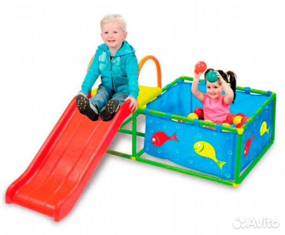 Игровой центр с горкой и сухим бассейном +300шаров