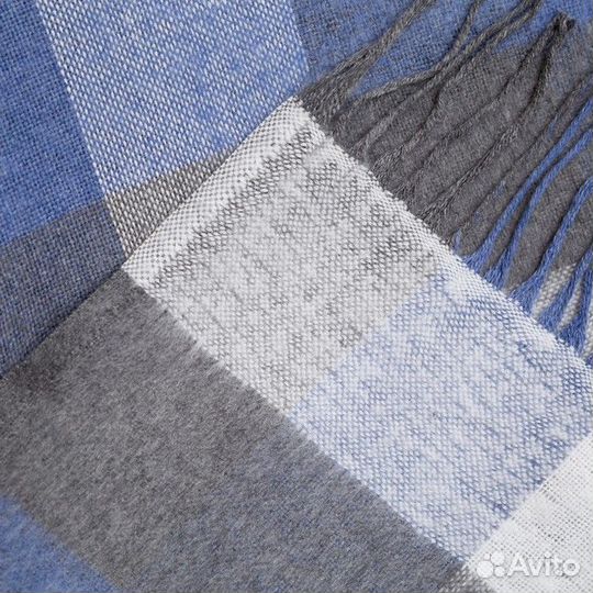 Плед Пикник 140х200 см, белый-синий-серый, хлопок