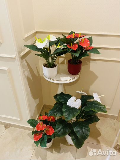 Искусственные цветы растения спатифиллум антуриум