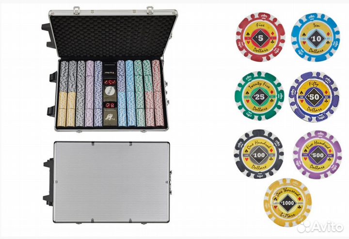 Набор для покера 1000 фишек новый