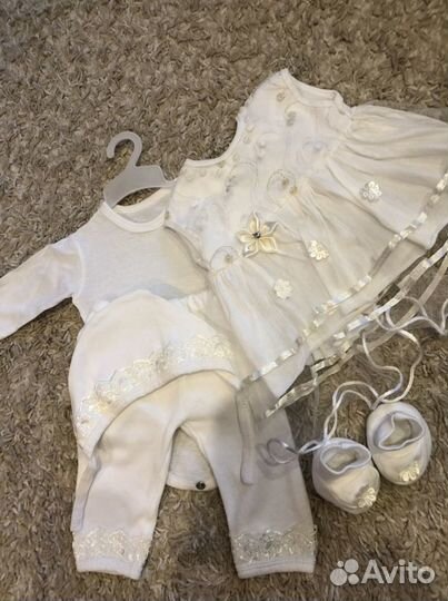 Комлект для крещения для девочки 62 размера