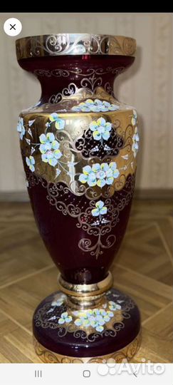 Ваза Богемия - 65 см. цвет Гранат