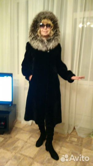 Шубка мутон + чернобурка