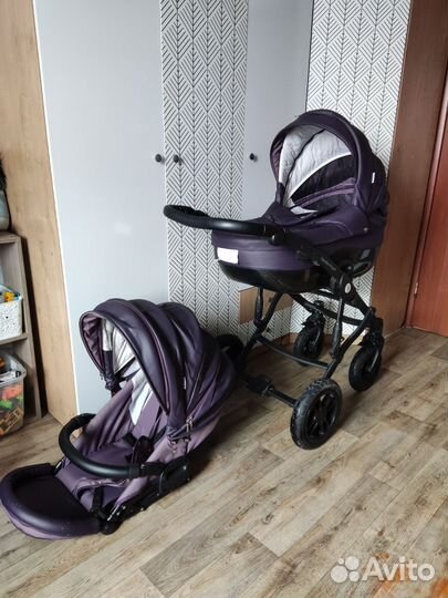 Коляска 3 в 1 эко кожа фиолетовый цвет