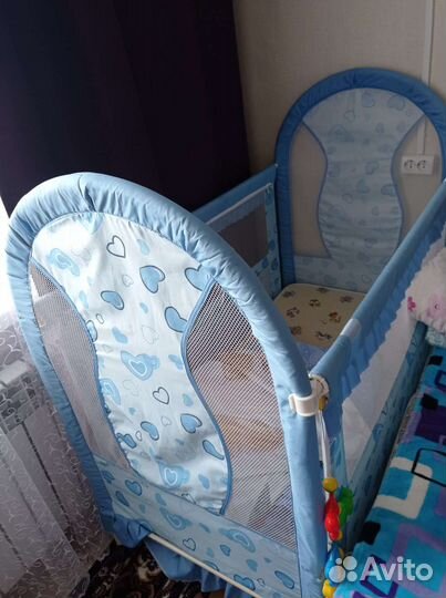 Детская кровать манеж с матрасом с люлькой