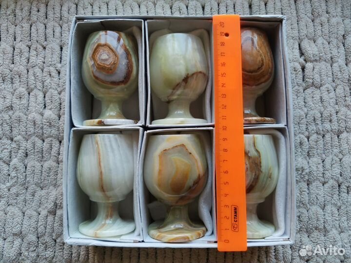 Бокалы фужеры набор 6 шт камень оникс