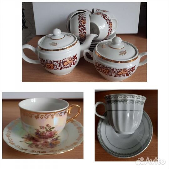 Чайные пары разные и сервиз Богдановичи СССР