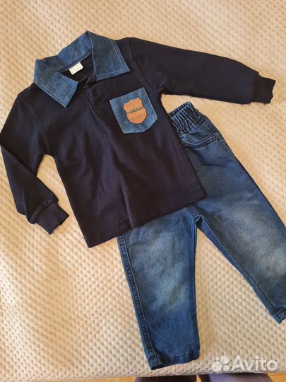 Джинсовый костюм для мальчика 80 р
