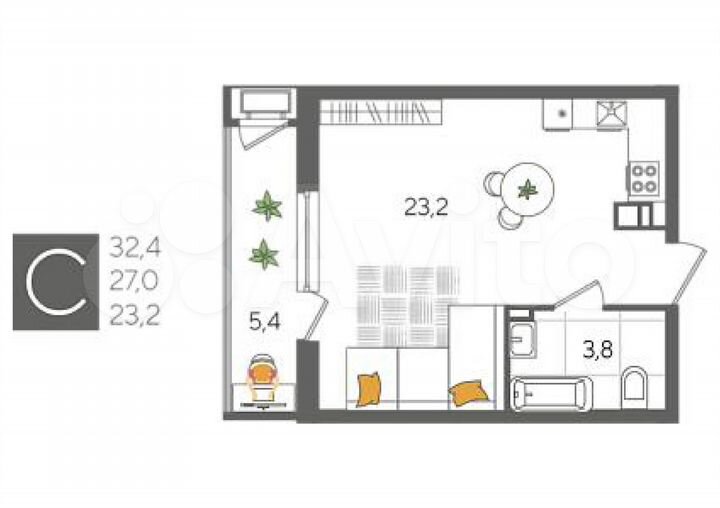 Квартира-студия, 30,2 м², 15/24 эт.