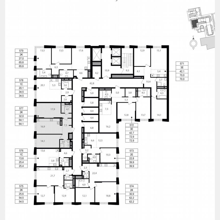 2-к. квартира, 64,1 м², 10/25 эт.