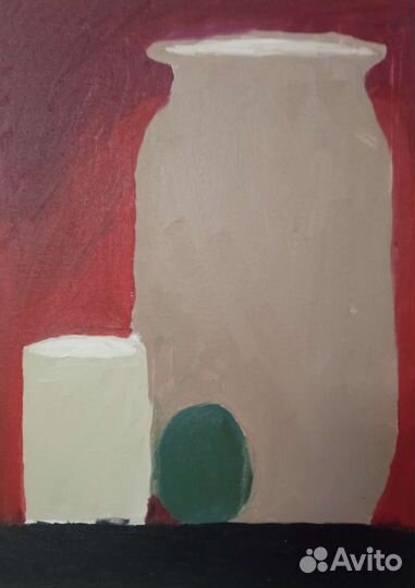 Ваза, стакан и яблоко