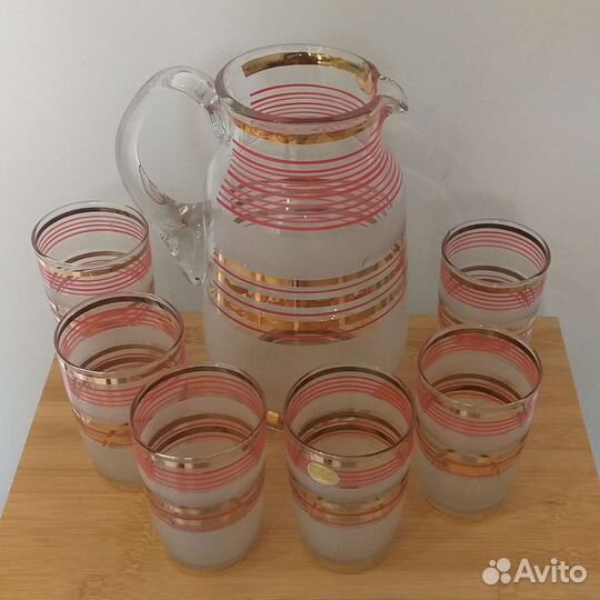 Набор кувшин и стаканы стекло Богемия