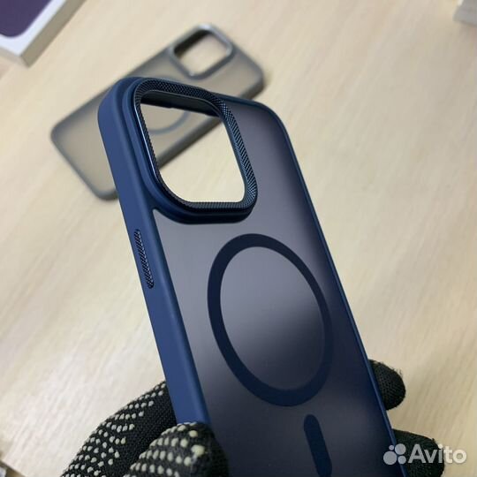 Чехол на iPhone 15 Pro Max MagSafe MetSafe синий