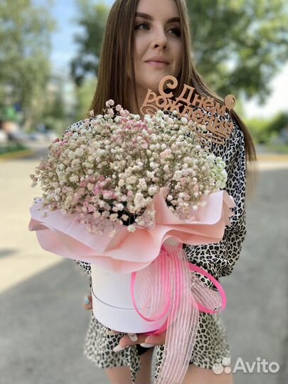 Коробка из гипсофилы Доставка цветов и букетов