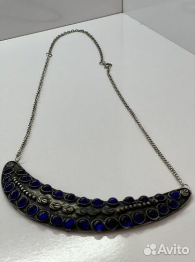 Ожерелье колье с синими камнями