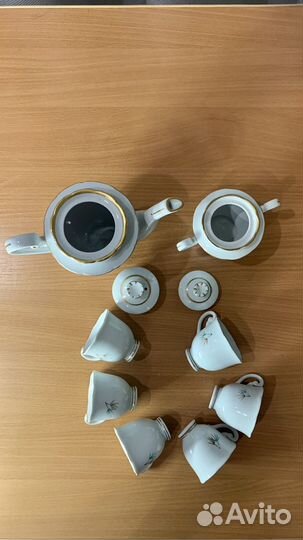 Кофейный сервиз. Бамбук. Фарфор. Северная Корея