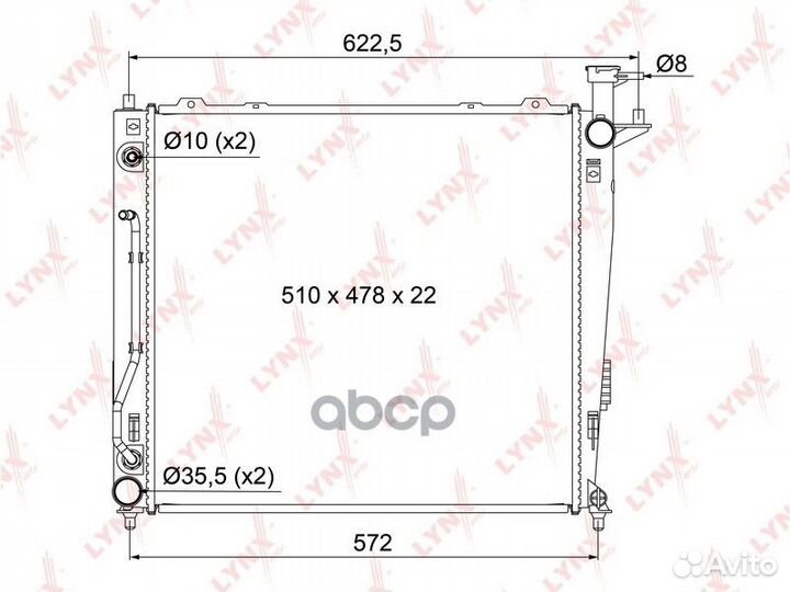 Радиатор охлаждения паяный AT RB1086 lynxauto