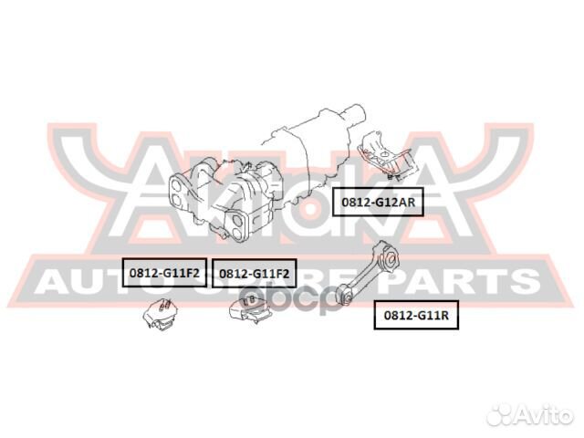 Подушка двигателя ат зад прав/лев 0812G12AR