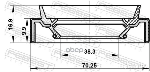 Сальник привода 38.3x70.25x9.9x16.9 KIA optima