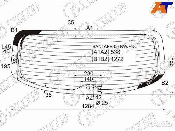 Стекло заднее hyundai santa FE