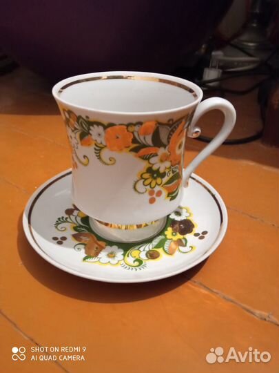 Бокал с блюдцем, чайная пара лфз СССР бу