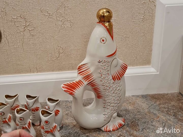 Графин Штоф Рыбки с рюмками СССР