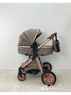 Коляска-трансформер 3в1 Luxmom V9 new коричневый т