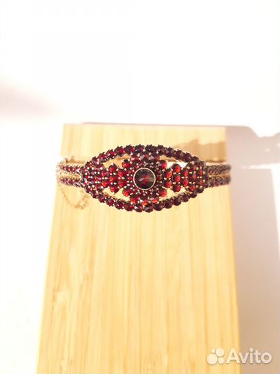 Антикварный гранатовый браслет серебро