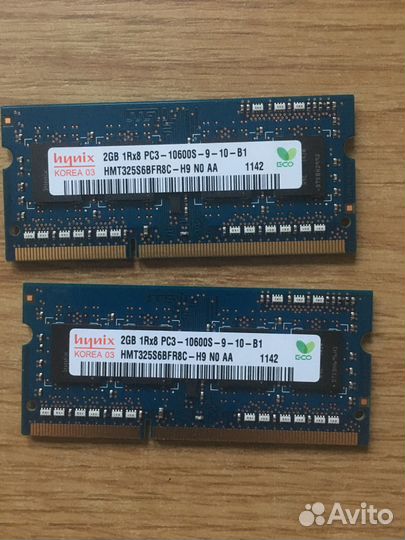 Оперативная память для ноутбука или macbook 2x 2Gb
