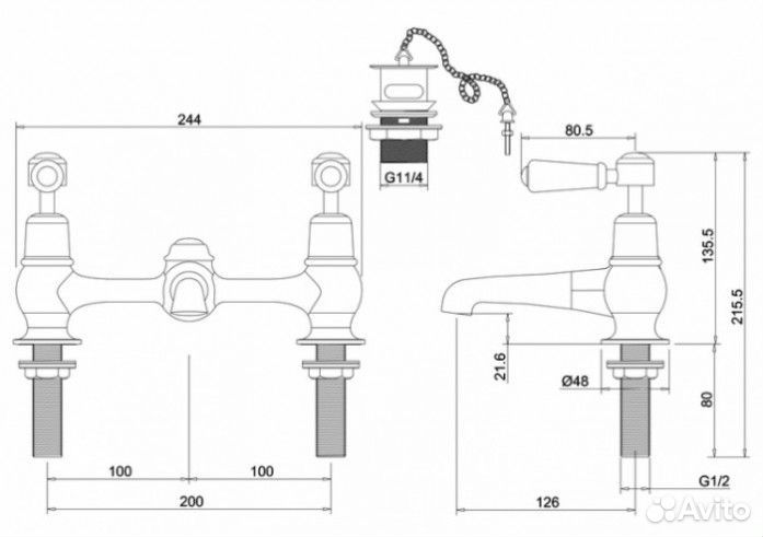 Смеситель для раковины Burlington Kensington KE10