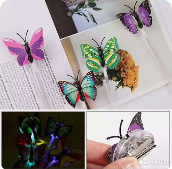 10шт Светящаяся заколки бабочки для волос