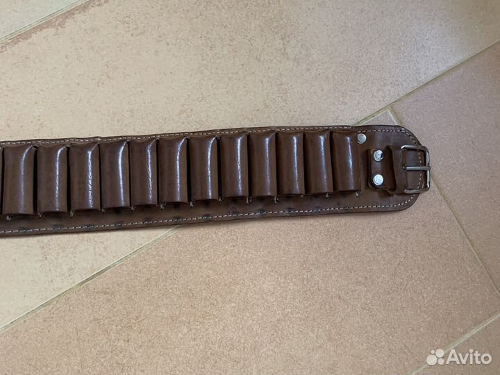 Ремень патронташ 12 калибр кожаный на 30 патронов