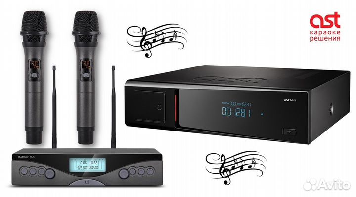 Караоке аст мини + микрофоны mаdmic x5 + колонки