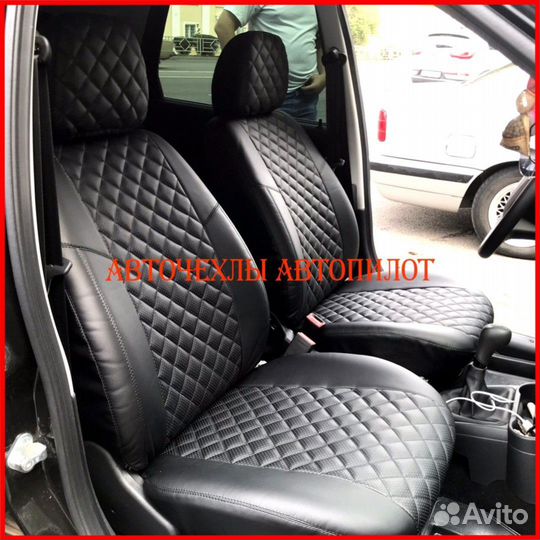 Чехлы Автопилот LADA Granta из экокожи чёрные Ромб