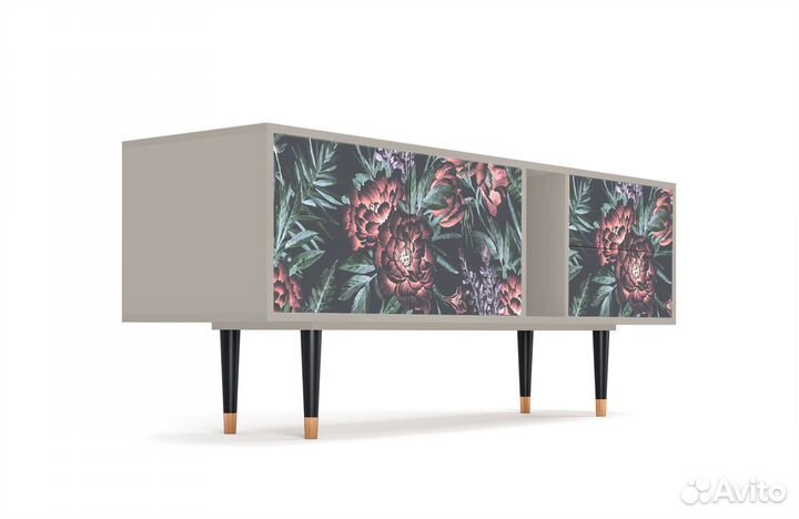 Тв-тумба T1 - Сатин - Dark Peonies