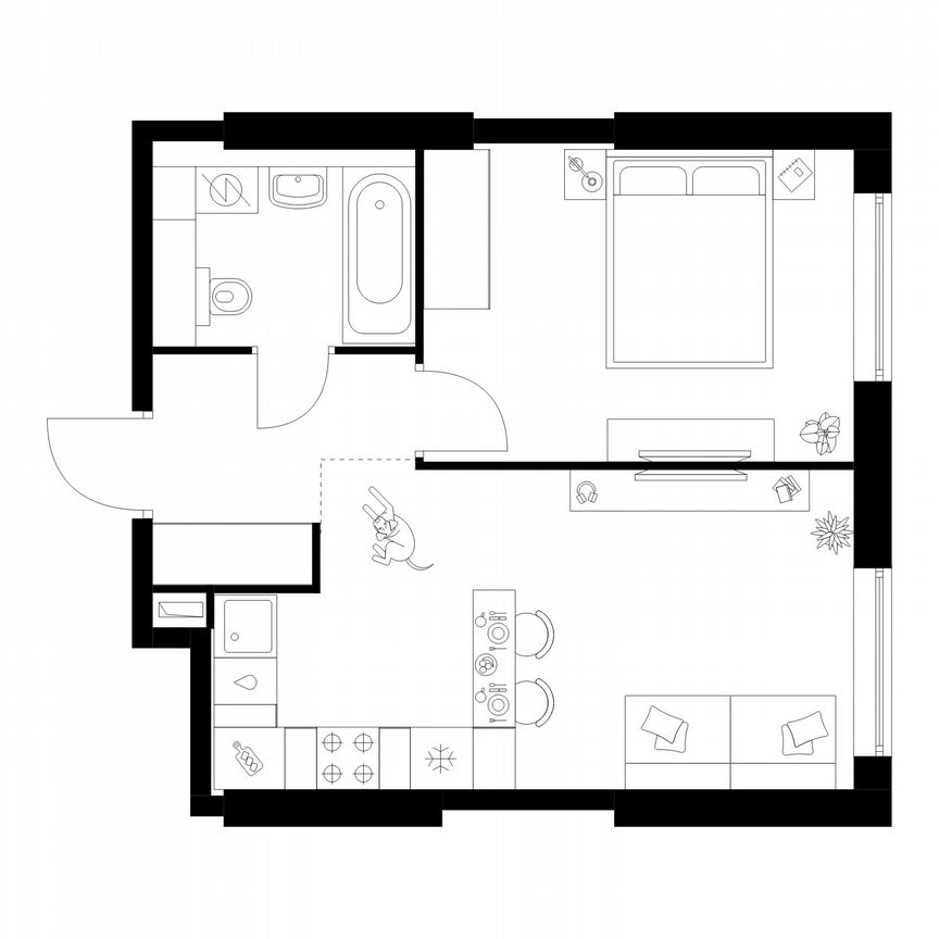1-к. квартира, 39,4 м², 1/32 эт.