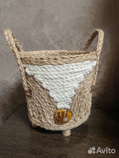 Горшок джут декоративный ручная работа