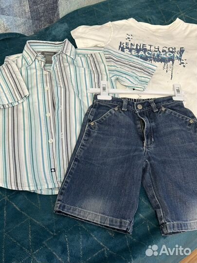 Комплект футболка+рубашка+шорты на мальчика 5 лет