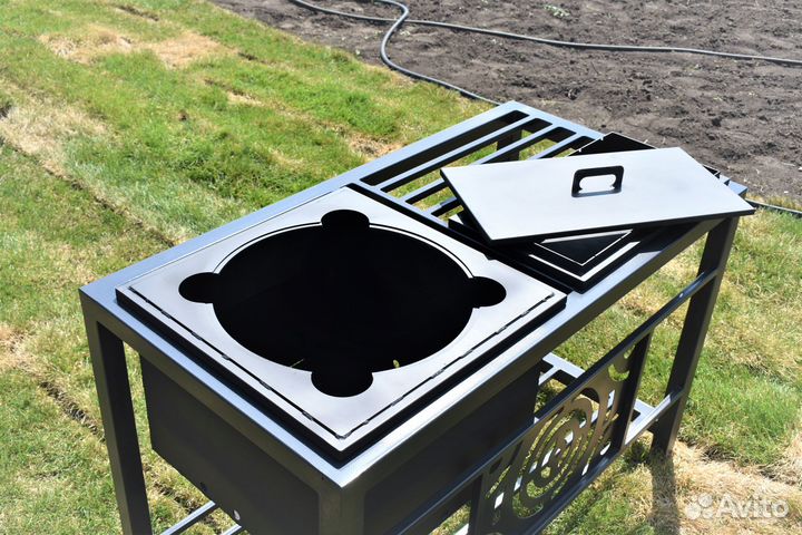 Мангал с большой печью под казан